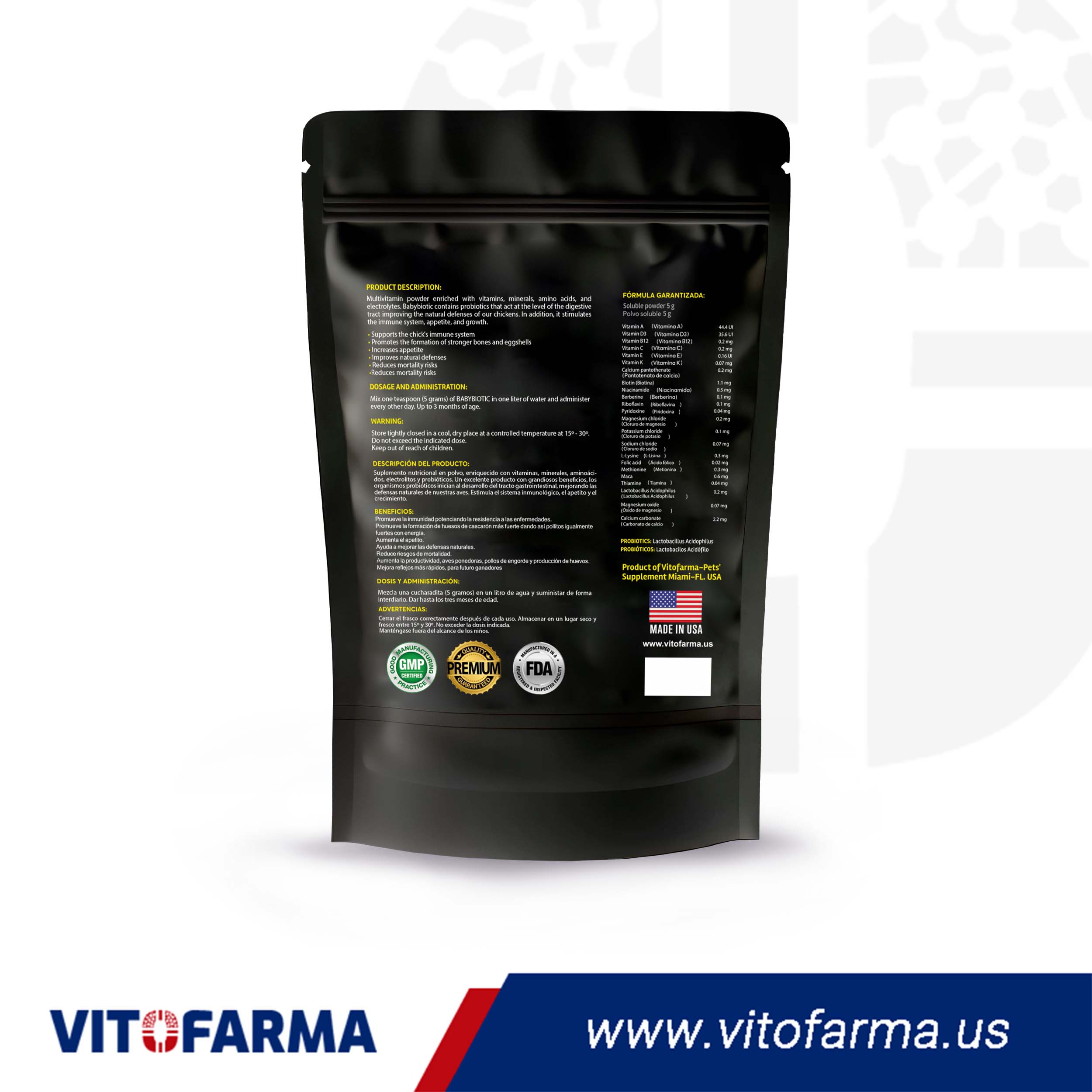 Probióticos y Vitaminas para Pollitos – Babybiotic 300g - Imagen 2