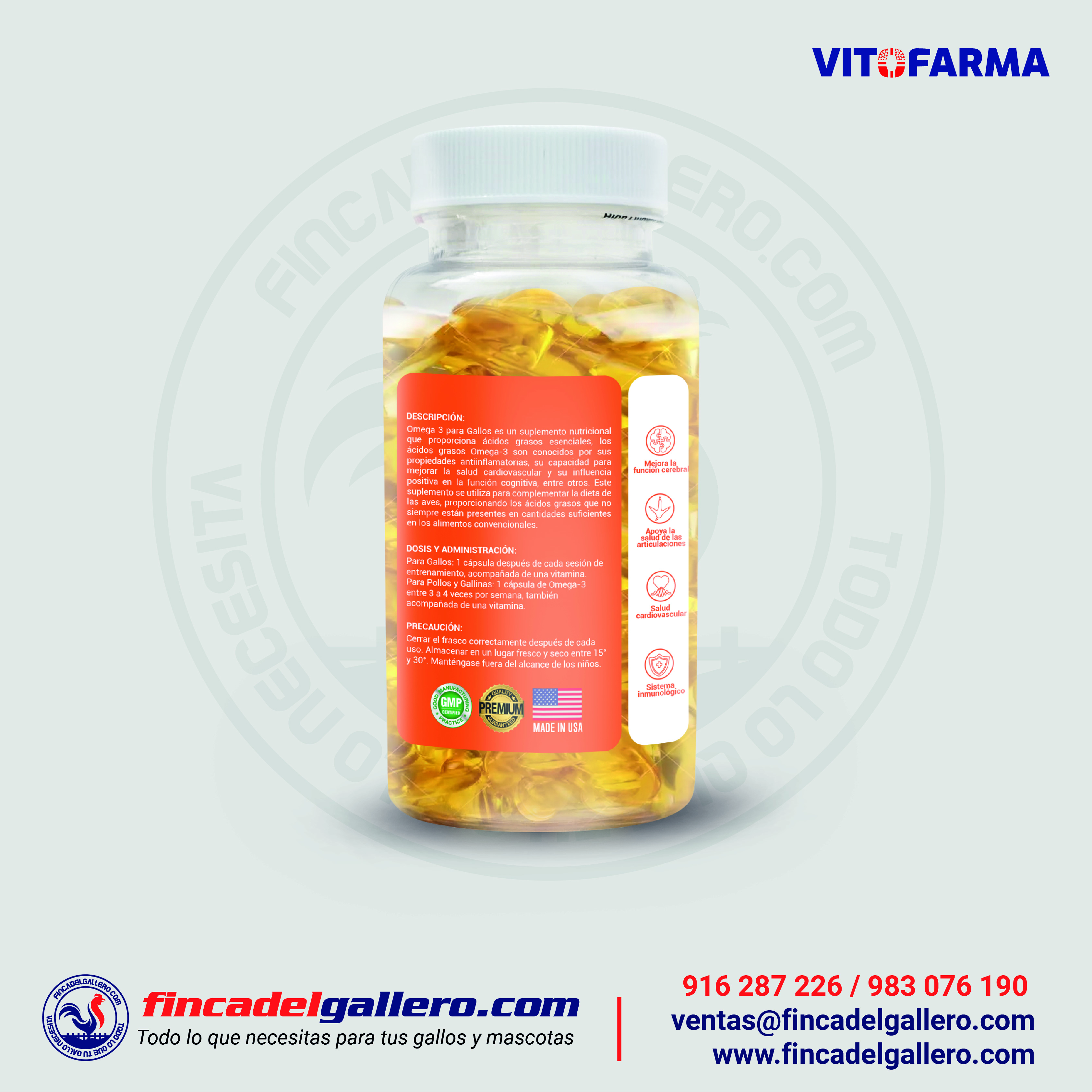 Aceite de pescado omega 3 para gallos – 120 cápsulas blandas - Imagen 2