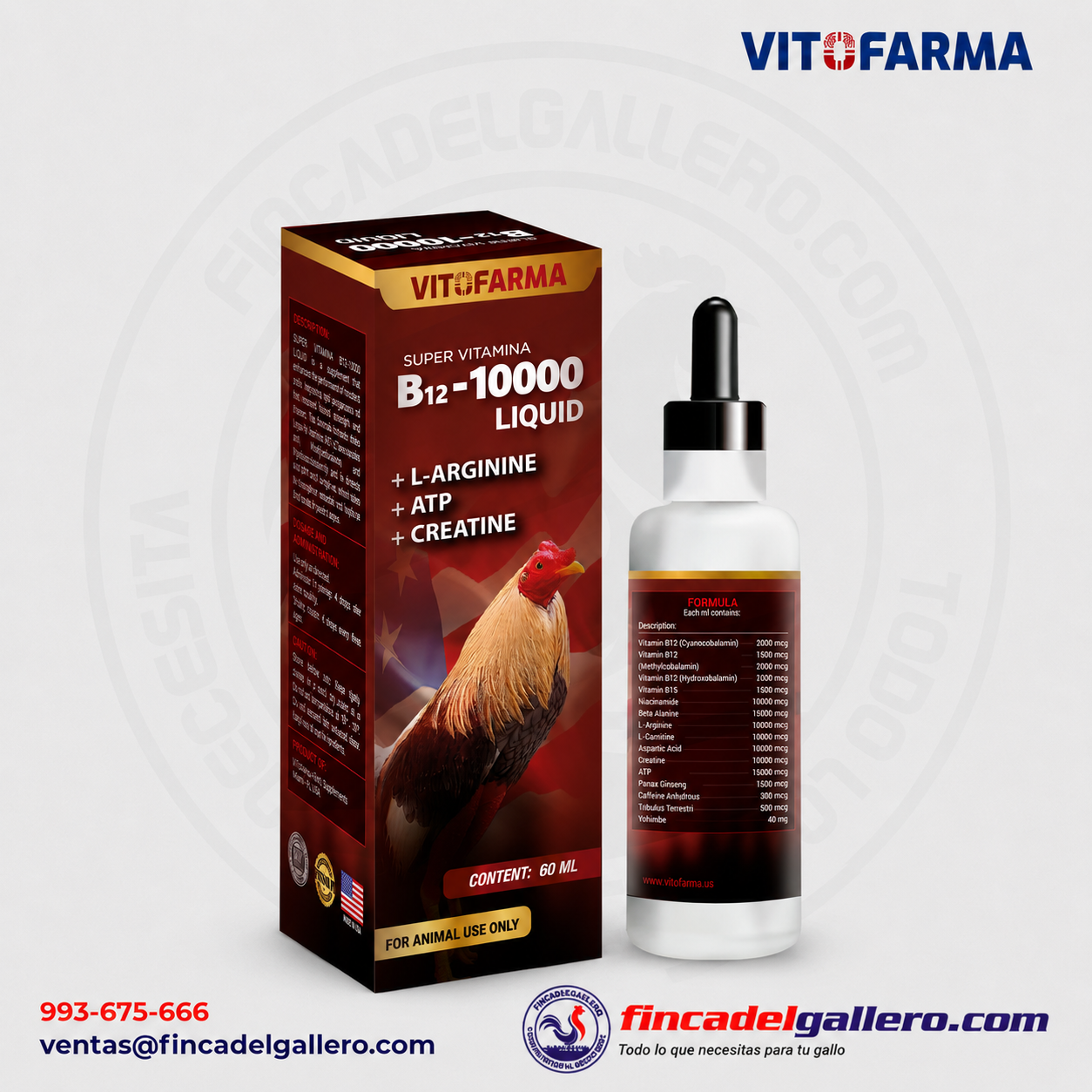 Suplemento B12 10000 para gallos Líquido 60 ml - Imagen 3