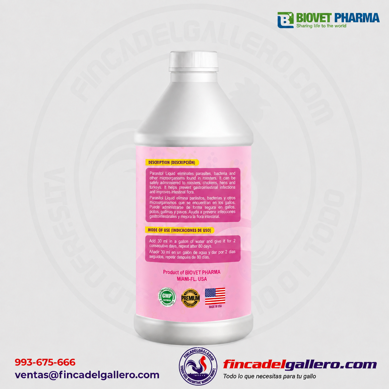 Parasitol 500 ml – Desparasitante Líquido para aves - Imagen 2